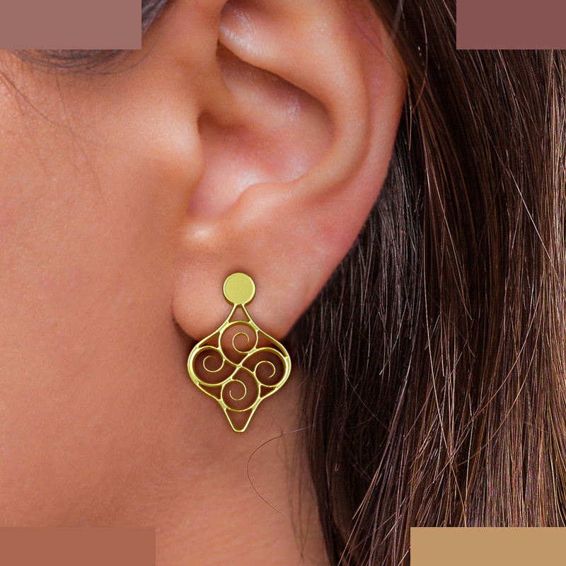 گوشواره طلا 18 عیار زنانه مدوپد مدل هندسی کد GA1-14751