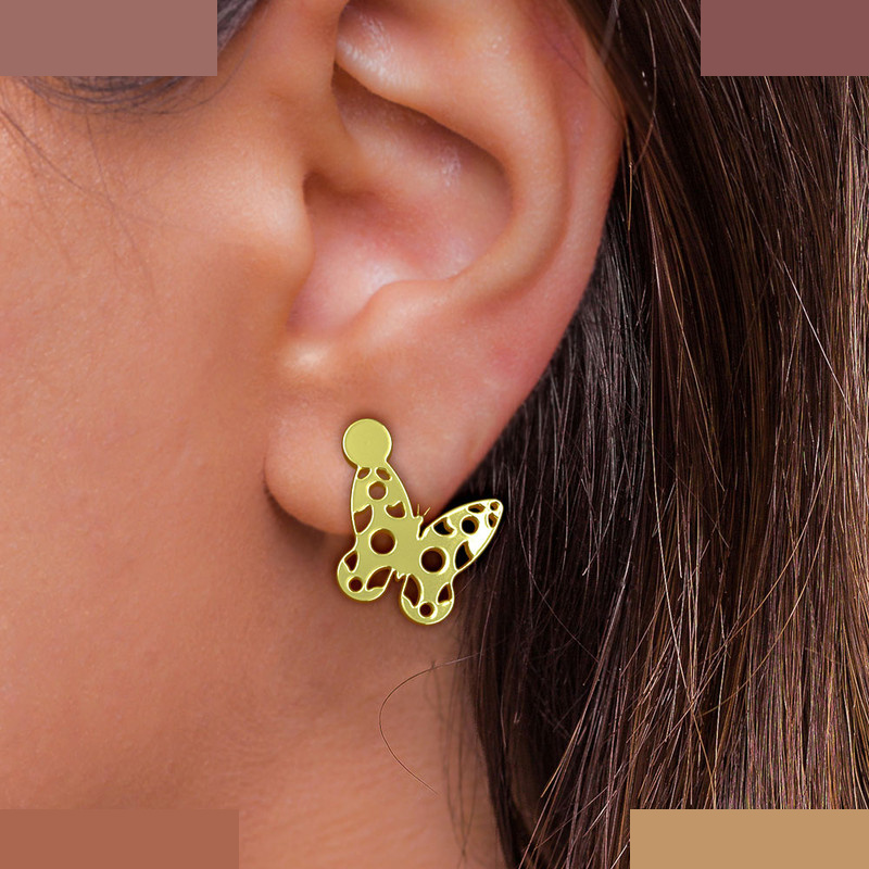 گوشواره طلا 18 عیار زنانه مدوپد مدل پروانه کد GA1-14811