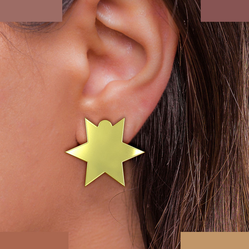 گوشواره طلا 18 عیار زنانه مدوپد مدل ستاره کد GA1-15502