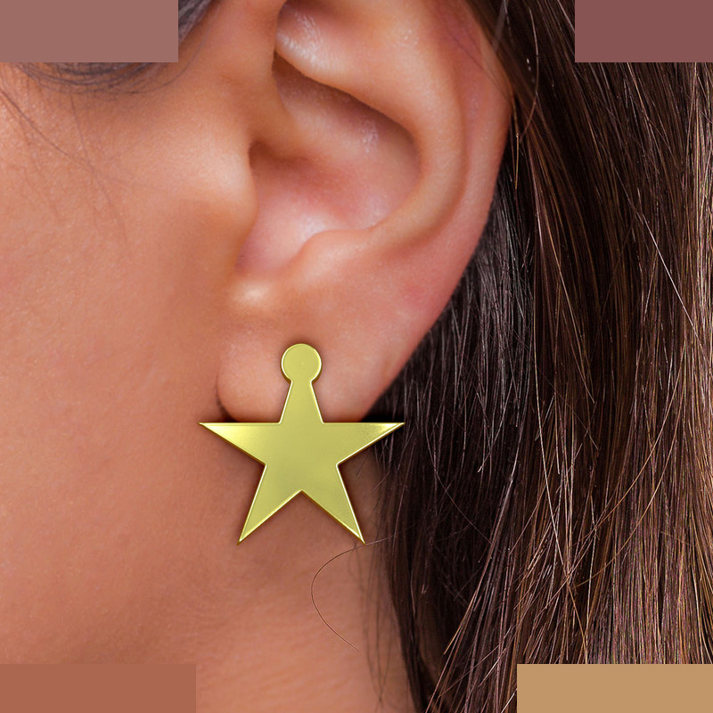 گوشواره طلا 18 عیار زنانه مدوپد مدل ستاره کد GA1-15506