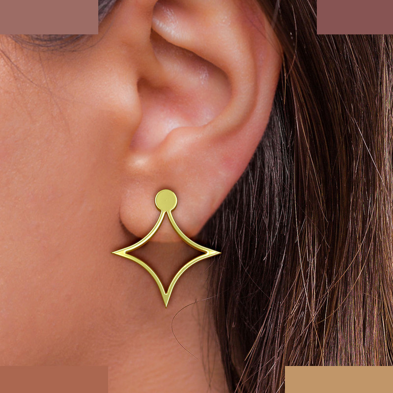 گوشواره طلا 18 عیار زنانه مدوپد مدل ستاره کد GA1-15530