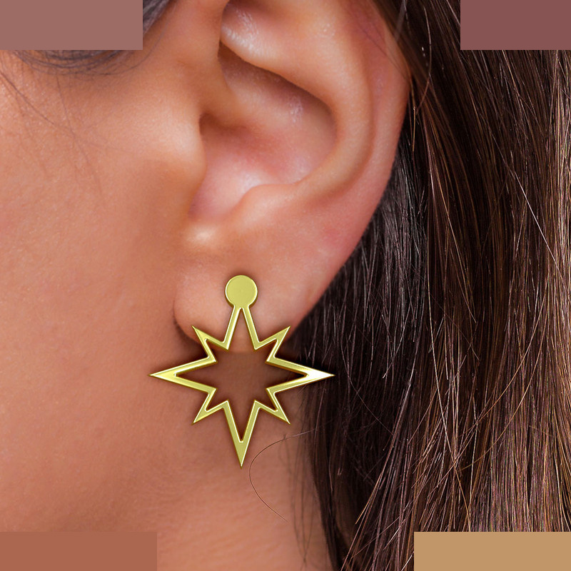 گوشواره طلا 18 عیار زنانه مدوپد مدل ستاره کد GA1-15542