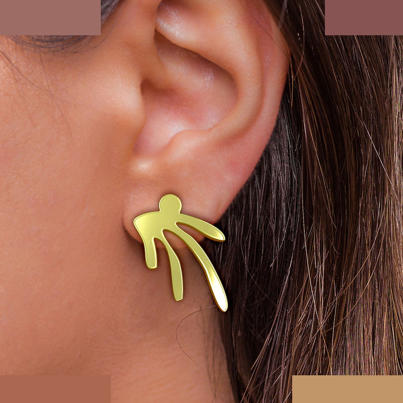 گوشواره طلا 18 عیار زنانه مدوپد مدل هندسی کد GA1-16113