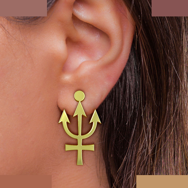 گوشواره طلا 18 عیار زنانه مدوپد مدل هندسی کد GA1-16270