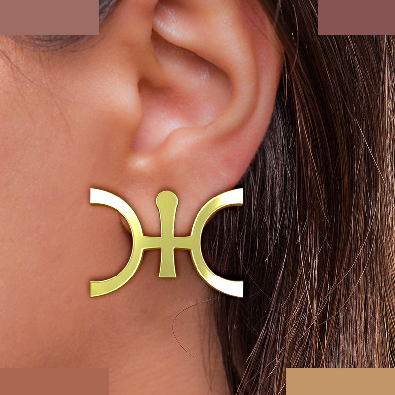 گوشواره طلا 18 عیار زنانه مدوپد مدل هندسی کد GA1-16273