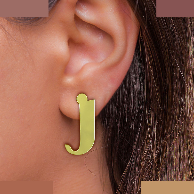 گوشواره طلا 18 عیار زنانه مدوپد مدل حرف J کد GA1-16870