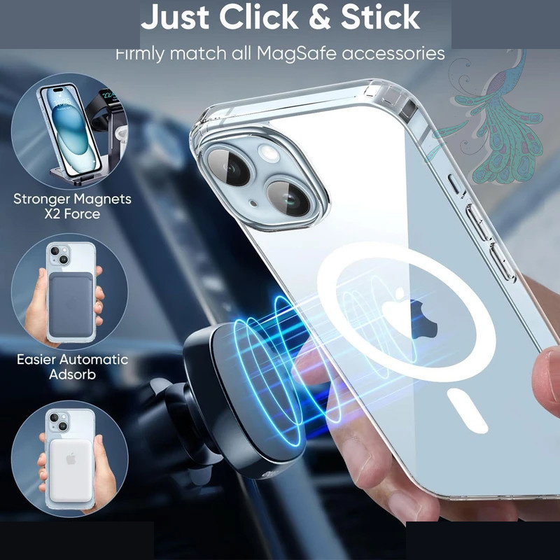 کاورگوشی موبایل اپل iPhone 15 پیکوک مدل Clear Magsafe کاورگوشی موبایل اپل iPhone 15 پیکوک مدل Clear Magsafe