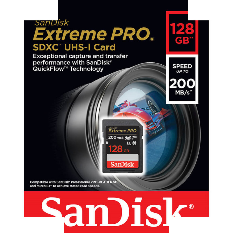 کارت حافظه SDXC سن دیسک مدل Extreme Pro V30 کلاس 10 استاندارد UHS-I U3 سرعت 200mbps ظرفیت 128 گیگابایت کارت حافظه SDXC سن دیسک مدل Extreme Pro V30 کلاس 10 استاندارد UHS-I U3 سرعت 200mbps ظرفیت 128 گیگابایت
