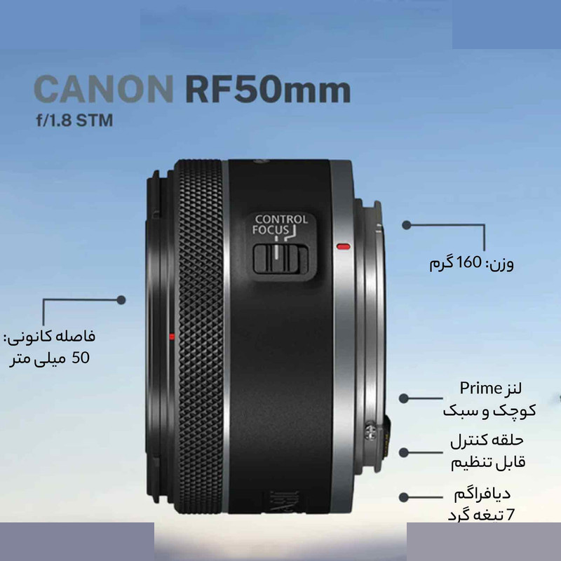 لنز کانن مدل RF 50mm f/1.8 STM لنز کانن مدل RF 50mm f/1.8 STM