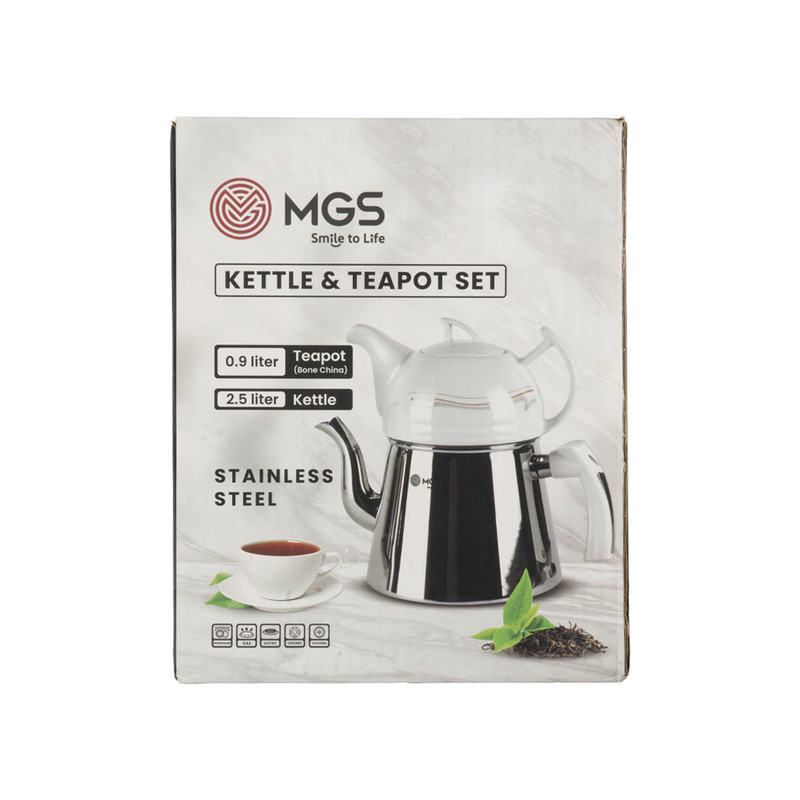 ست کتری و قوری ام جی اس مدل 81019 گنجایش کتری 2.5 لیتر گنجایش قوری 0.9 لیتر