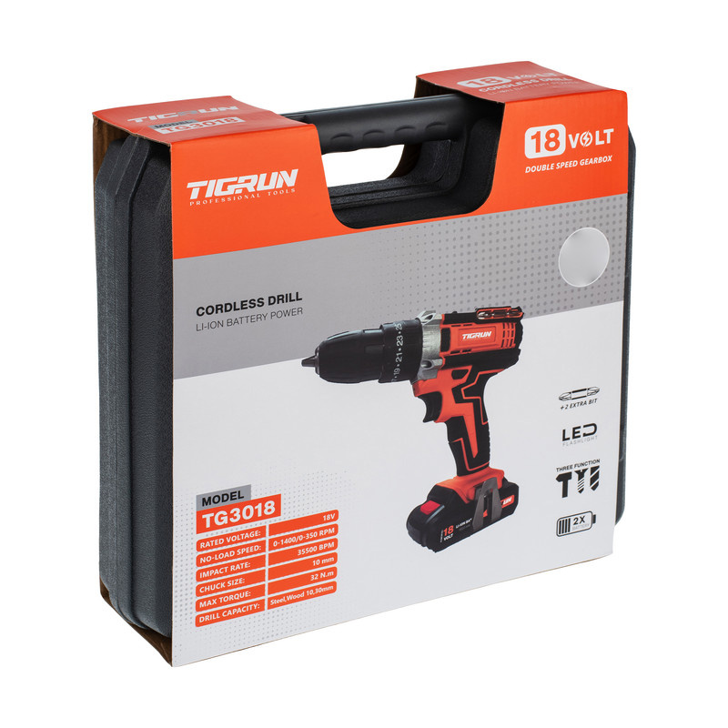 دریل پیچ گوشتی چکشی شارژی 10 میلی متری تیگران مدل TG3018 دریل پیچ گوشتی چکشی شارژی 10 میلی متری تیگران مدل TG3018