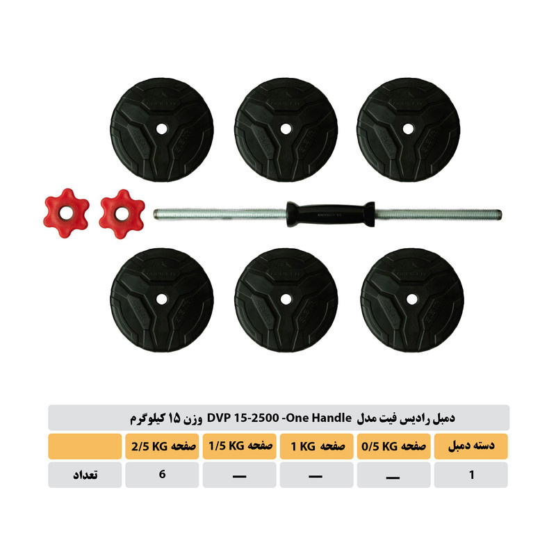 دمبل گرد قابل تنظیم 15 کیلوگرم رادیس فیت مدل Dvp 15-2500-one دمبل گرد قابل تنظیم 15 کیلوگرم رادیس فیت مدل Dvp 15-2500-one