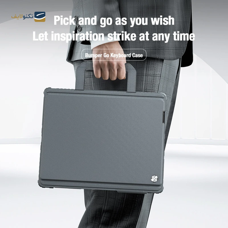 کیف کلاسوری کیبورد دار نیلکین مدل Bumper Go Keyboard مناسب برای تبلت اپل iPad Air 13 2024 / iPad Pro 12.9 2022 / 2021 / 2020   کیف کلاسوری کیبورد دار نیلکین مدل Bumper Go Keyboard مناسب برای تبلت اپل iPad Air 13 2024 / iPad Pro 12.9 2022 / 2021 / 2020