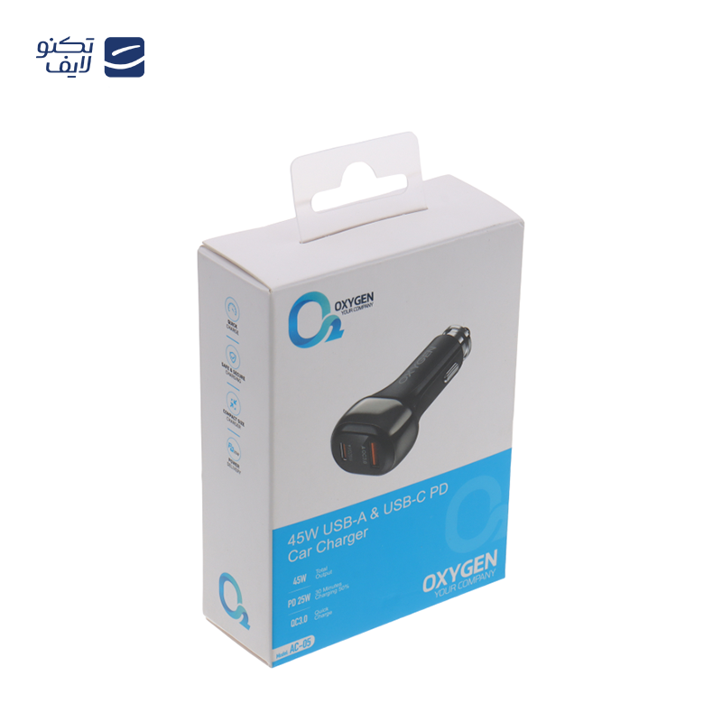 شارژر فندکی 45 وات اکسیژن مدل AC-05 شارژر فندکی 45 وات اکسیژن مدل AC-05