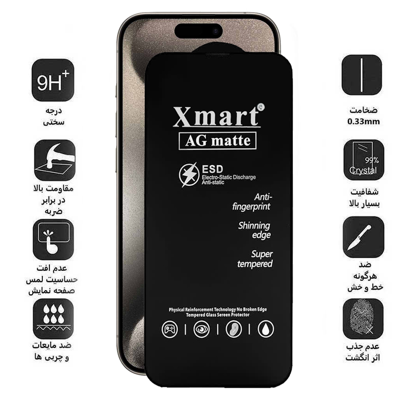 محافظ صفحه نمایش مات اپیکوی مدل Xmart Ag Matte مناسب برای گوشی موبایل اپل iphone 15 Pro Max محافظ صفحه نمایش مات اپیکوی مدل Xmart Ag Matte مناسب برای گوشی موبایل اپل iphone 15 Pro Max