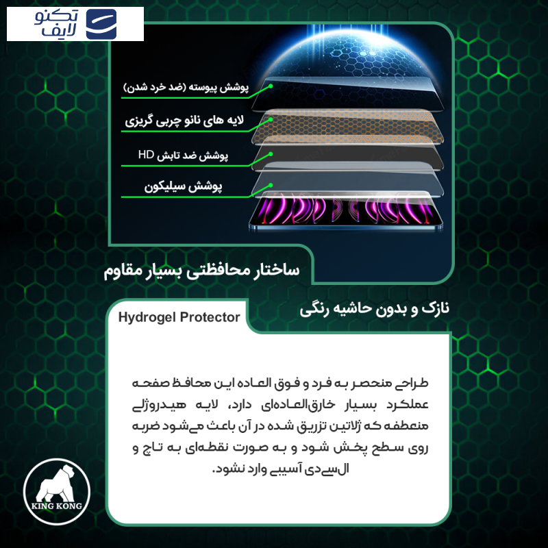 محافظ صفحه نمایش مات کینگ کونگ مدل Tough مناسب برای گوشی موبایل گوگل Pixel 8