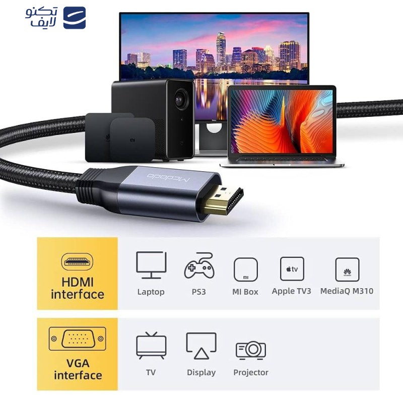 کابل تبدیل HDMI به VGA مک دودو مدل CA-7770 طول 2 متر کابل تبدیل HDMI به VGA مک دودو مدل CA-7770 طول 2 متر