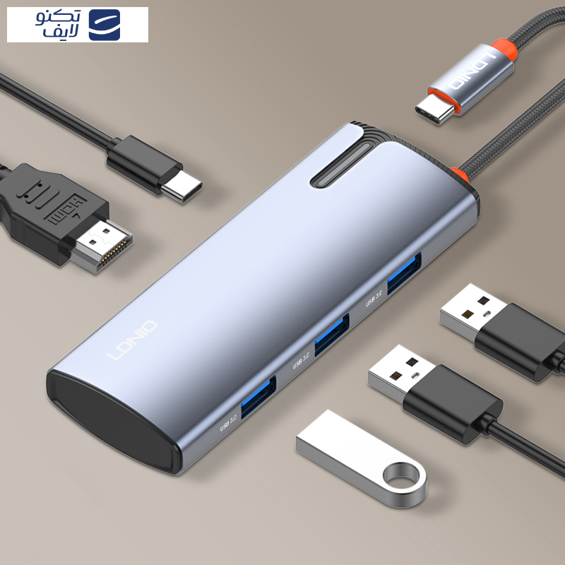 هاب 5 پورت USB-C الدینیو مدل DS-15H
