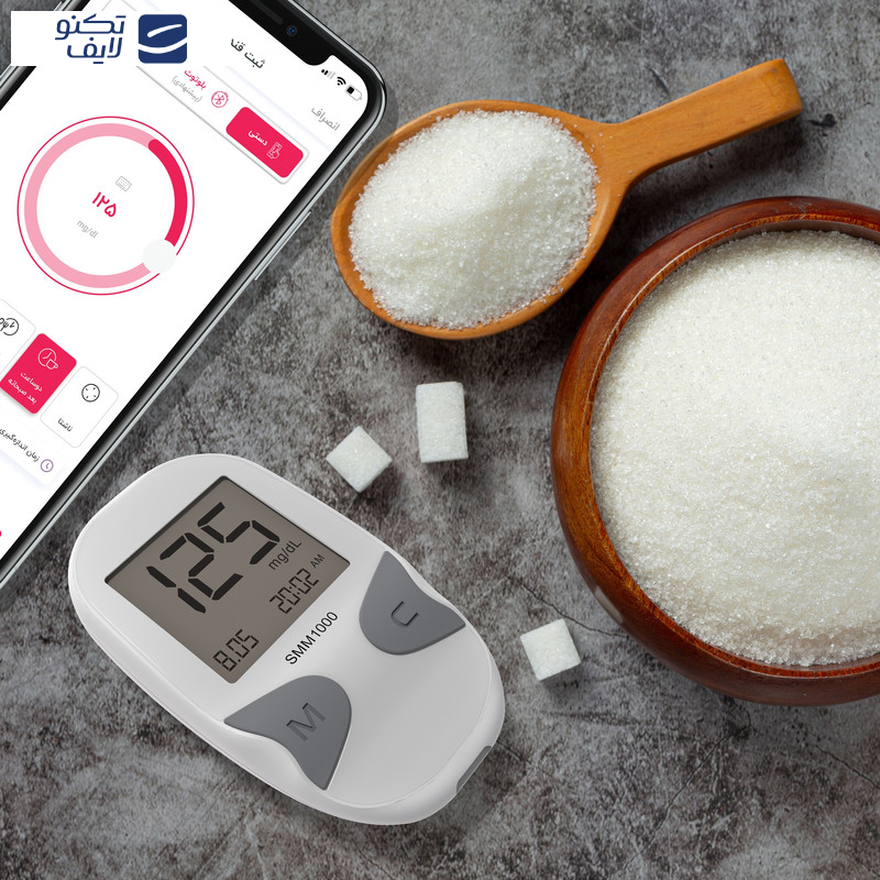 دستگاه تست قند خون دیابان مدل  SMM1000 به همراه نوار تست قند خون مجموعه 4 عددی