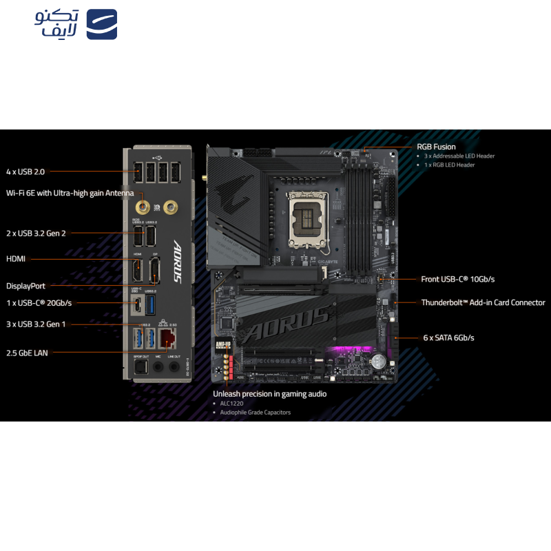 مادربرد گیگابایت مدل Z790 AORUS ELITE X AX مادربرد گیگابایت مدل Z790 AORUS ELITE X AX