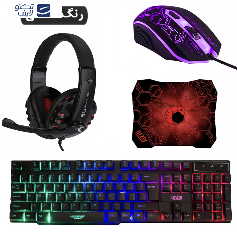 ست گیمینگ اورزلی مدل RX-25O-ESSENTIAL-PACK، سوییچ ممبران، Full-Size، نورپردازی LED RGB