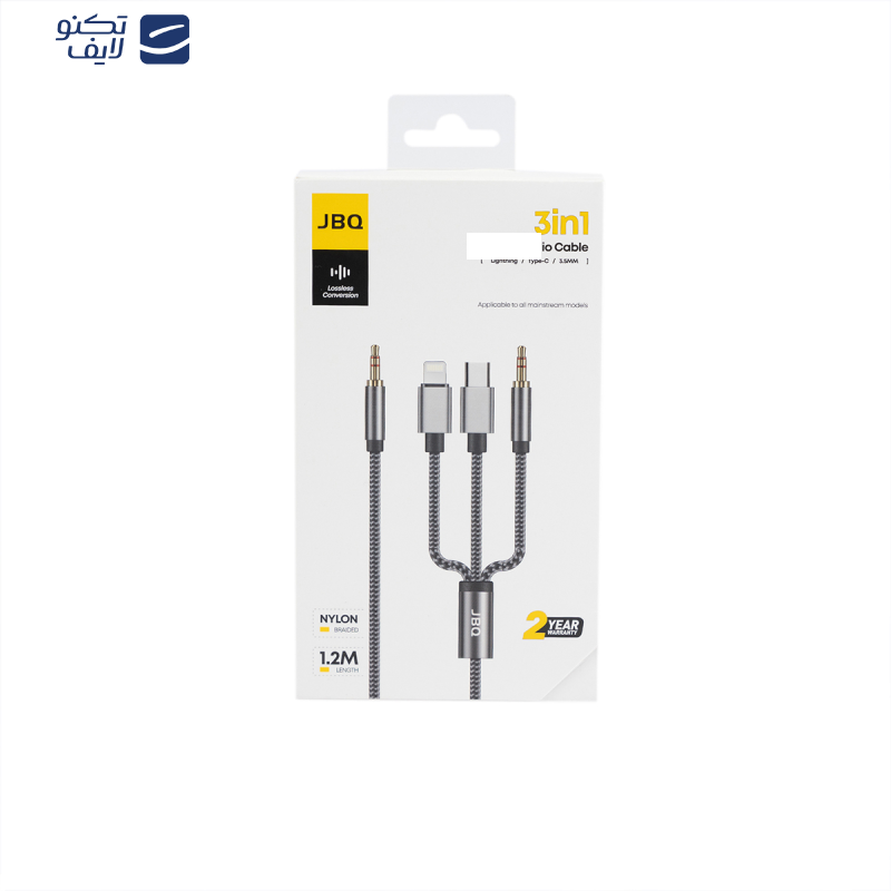 کابل تبدیل AUX به لایتنینگ / USB-C / AUX جی بی کیو مدل AX-31 طول 1.2 متر کابل تبدیل AUX به لایتنینگ / USB-C / AUX جی بی کیو مدل AX-31 طول 1.2 متر