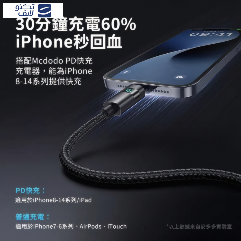 کابل تبدیل USB-C به لایتنینگ مک دودو مدل CA-657 طول 1.2 متر کابل تبدیل USB-C به لایتنینگ مک دودو مدل CA-657 طول 1.2 متر