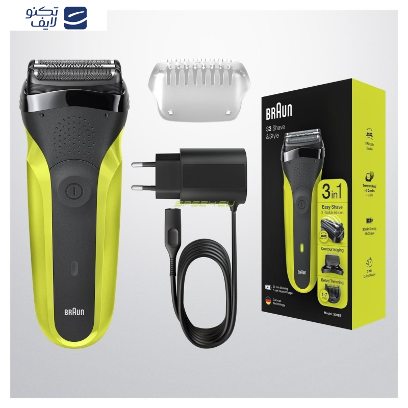 ماشین اصلاح موی صورت براون شارژی مدل S3 300BT ماشین اصلاح موی صورت براون شارژی مدل S3 300BT