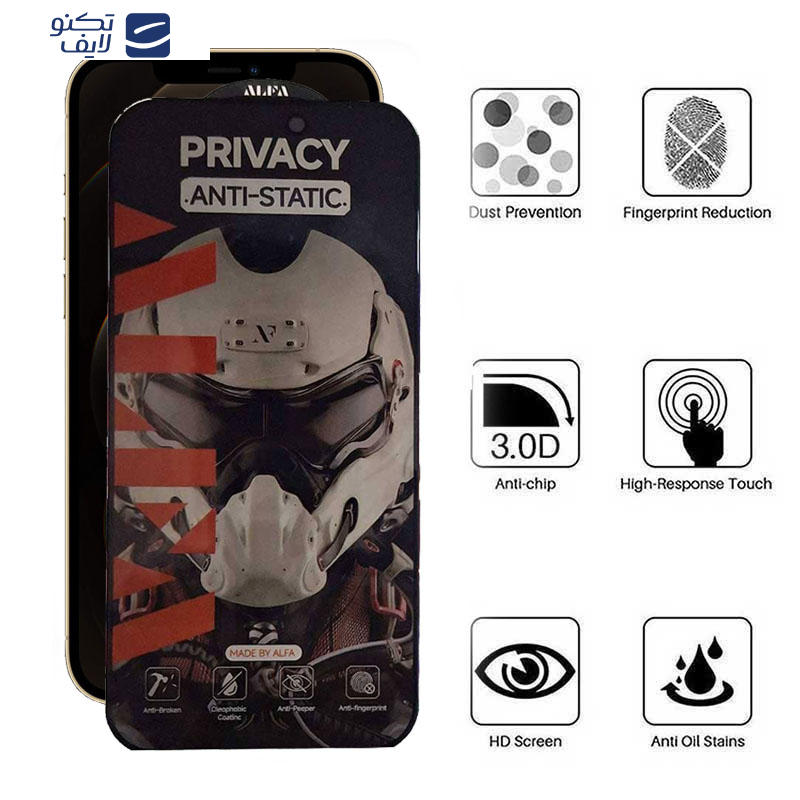 محافظ صفحه نمایش حریم شخصی اپیکوی مدل Alpha مناسب برای گوشی موبایل اپل iphone 12 Pro Max