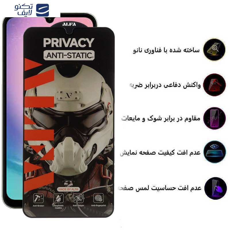 محافظ صفحه نمایش حریم شخصی اپیکوی مدل Alpha مناسب برای گوشی موبایل سامسونگ Galaxy A24/A15/A25/M34/F34