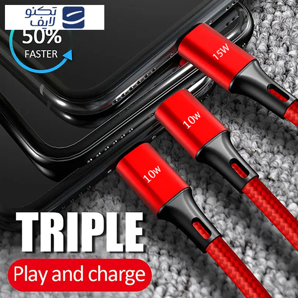 کابل تبدیل USB به microUSB / USB-C / لایتنینگ آزرا مدل DC352 طول 1.2 متر کابل تبدیل USB به microUSB / USB-C / لایتنینگ آزرا مدل DC352 طول 1.2 متر