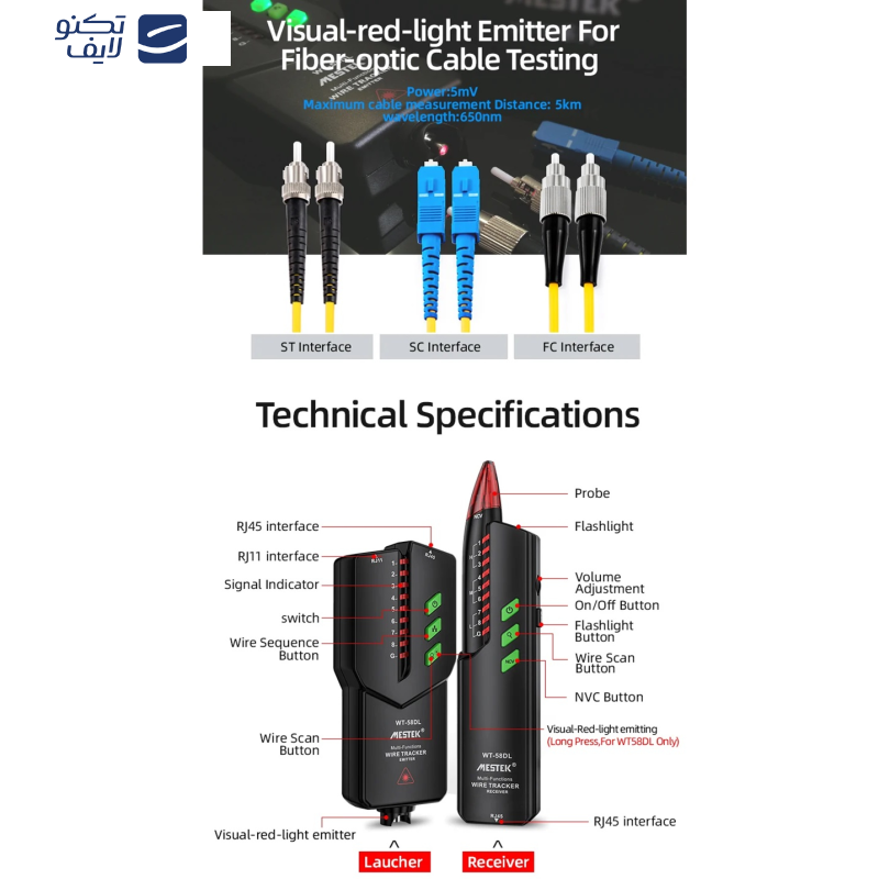 تستر کابل شبکه و ردیاب ولتاژ مستک مدل WT-58DL تستر کابل شبکه و ردیاب ولتاژ مستک مدل WT-58DL