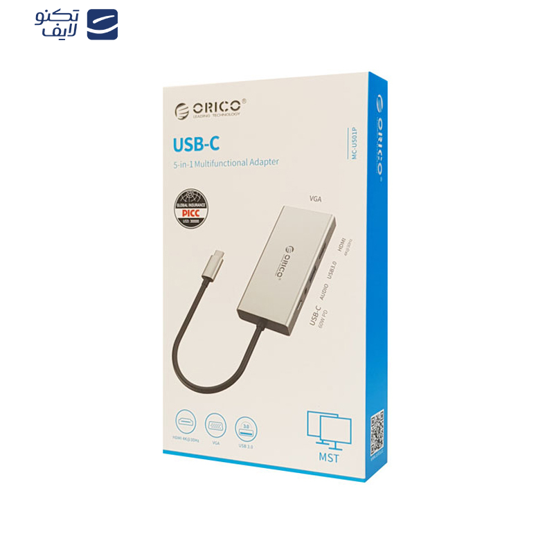 هاب 5 پورت USB-C اوریکو مدل MC-U501P هاب 5 پورت USB-C اوریکو مدل MC-U501P
