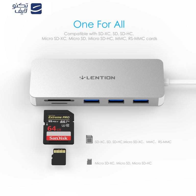 هاب 5 پورت USB-C لنشن مدل C15  هاب 5 پورت USB-C لنشن مدل C15