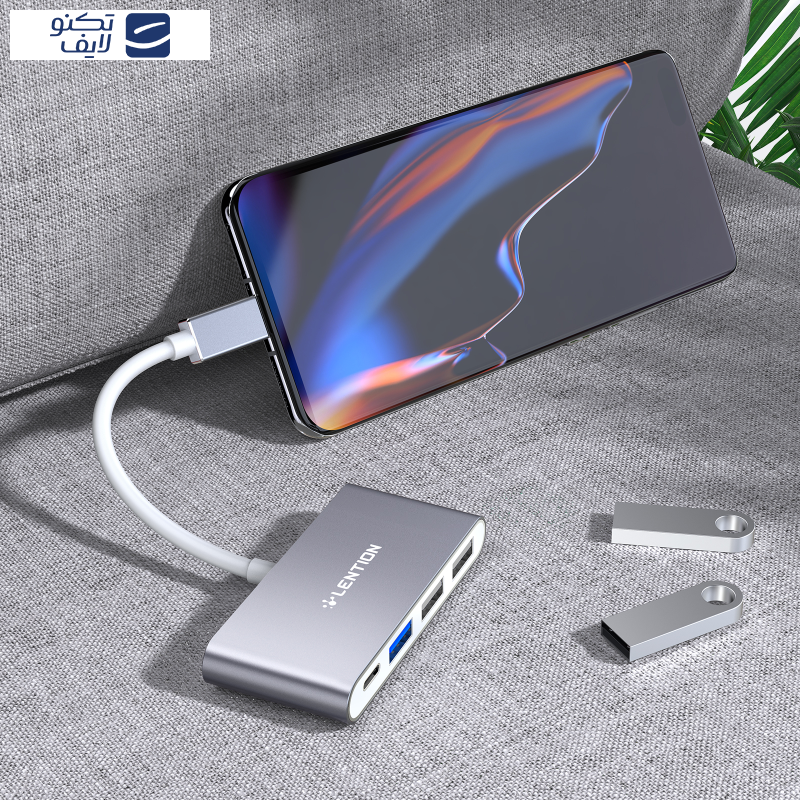 هاب 4 پورت USB-C لنشن مدل c13   هاب 4 پورت USB-C لنشن مدل c13