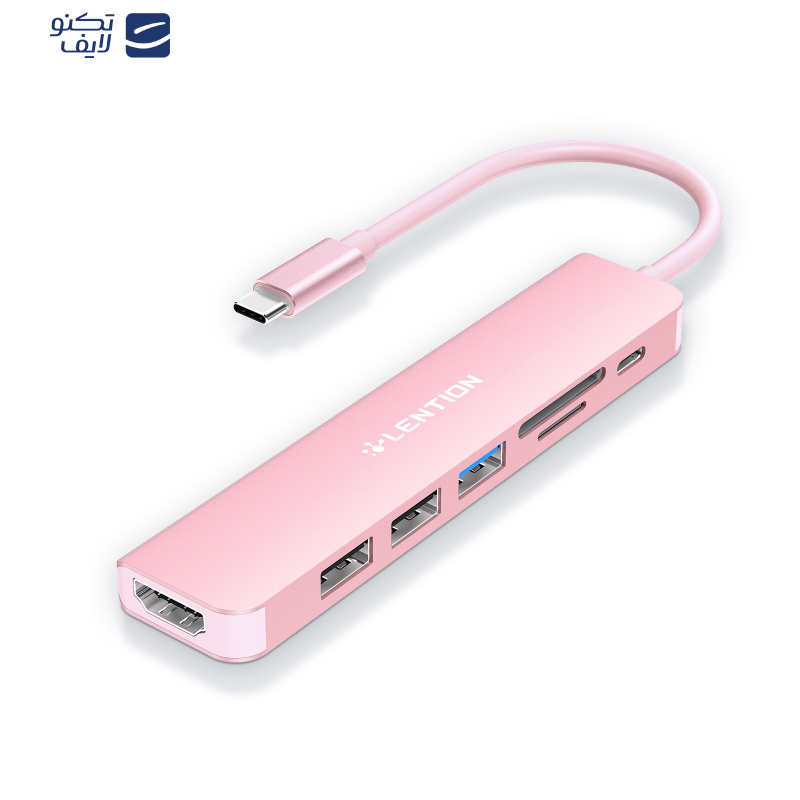 هاب 6 پورت USB-C لنشن مدل CE18-HCR   هاب 6 پورت USB-C لنشن مدل CE18-HCR