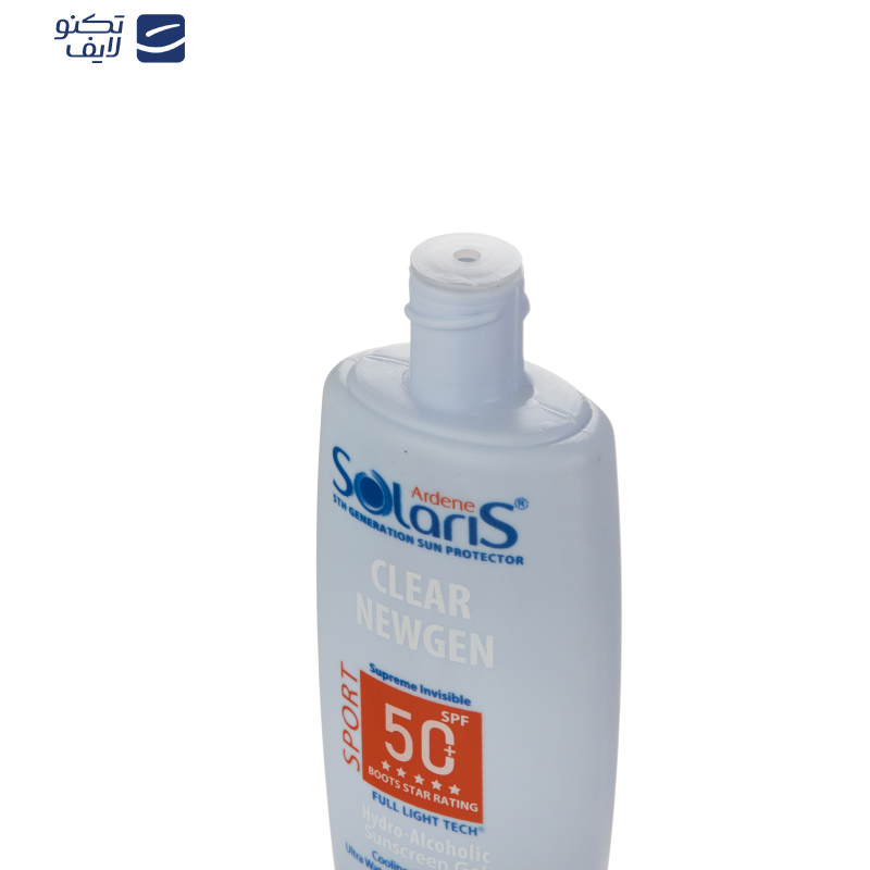 ژل ضدآفتاب بیرنگ آردن سولاریس SPF50 مدل Clear Newgen، مناسب پوستهای چرب، حجم 100 میلیلیتر ژل ضدآفتاب بیرنگ آردن سولاریس SPF50 مدل Clear Newgen، مناسب پوستهای چرب، حجم 100 میلیلیتر