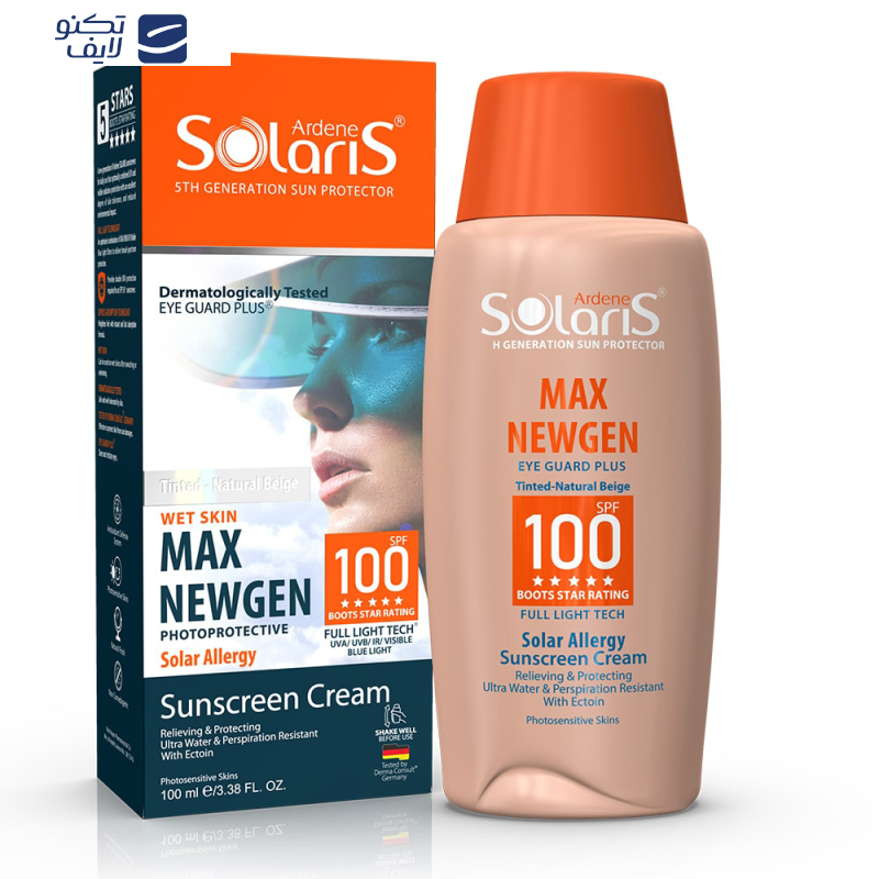 کرم ضدآفتاب رنگی آردن سولاریس SPF100 مدل Max Newgen، مناسب پوستهای حساس، حجم 100 میلیلیتر کرم ضدآفتاب رنگی آردن سولاریس SPF100 مدل Max Newgen، مناسب پوستهای حساس، حجم 100 میلیلیتر