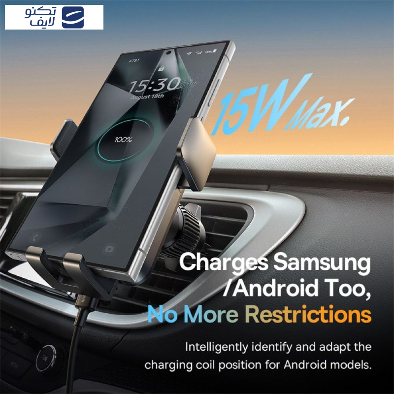 پایه نگهدارنده و شارژر بی سیم گوشی موبایل بیسوس مدل Wisdom Pro BS-CM051 پایه نگهدارنده و شارژر بی سیم گوشی موبایل بیسوس مدل Wisdom Pro BS-CM051