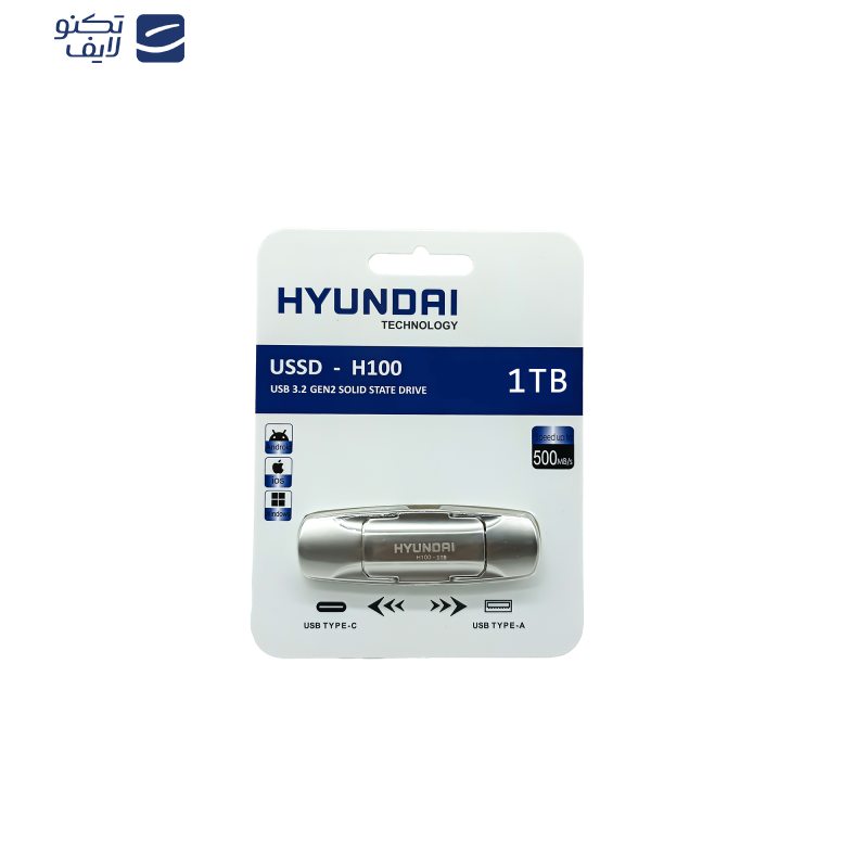 اس اس دی اکسترنال هیوندای مدل H100 ظرفیت 1 ترابایت رابط USB 3.2 Gen2 اس اس دی اکسترنال هیوندای مدل H100 ظرفیت 1 ترابایت رابط USB 3.2 Gen2