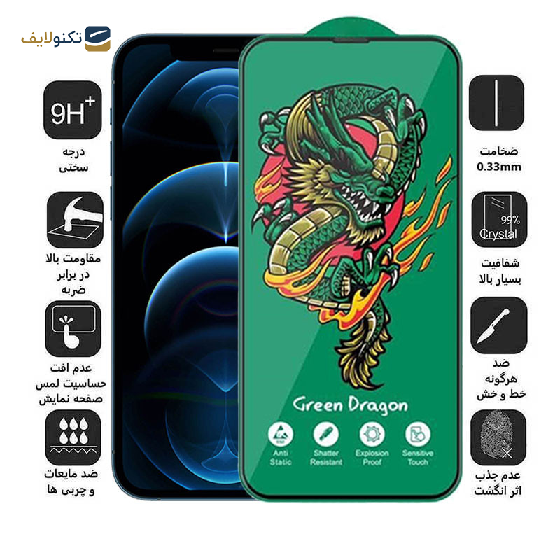 محافظ صفحه نمایش اپیکوی مدل Green Dragon ExplosionProof مناسب برای گوشی موبایل اپل iPhone 12 Pro Max محافظ صفحه نمایش اپیکوی مدل Green Dragon ExplosionProof مناسب برای گوشی موبایل اپل iPhone 12 Pro Max