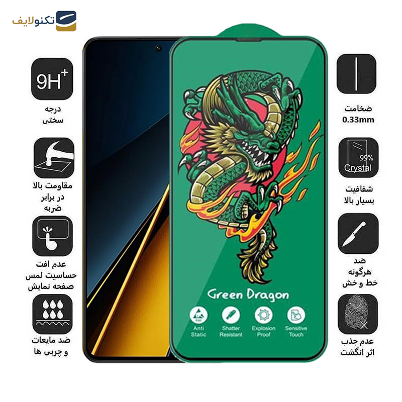 محافظ صفحه نمایش اپیکوی مدل Green Dragon ExplosionProof مناسب برای گوشی موبایل شیائومی Poco X6 Pro 5G/ X6 5G/ M6 Pro 4G محافظ صفحه نمایش اپیکوی مدل Green Dragon ExplosionProof مناسب برای گوشی موبایل شیائومی Poco X6 Pro 5G/ X6 5G/ M6 Pro 4G
