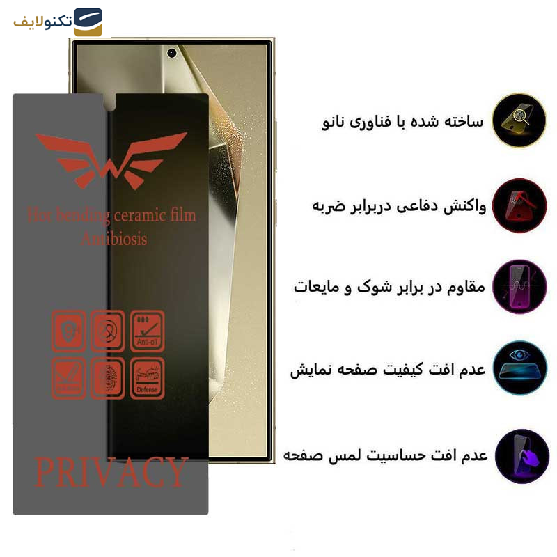 محافظ صفحه نمایش حریم شخصی اپیکوی مدل Nano-Privacy مناسب برای گوشی موبایل سامسونگ Galaxy S24 Ultra / S23 Ultra / S22 Ultra