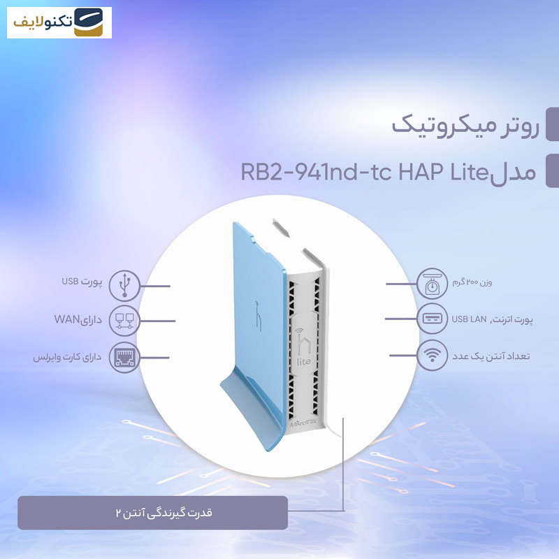 روتر میکروتیک مدل RB941-2nd-tc HAP Lite روتر میکروتیک مدل RB941-2nd-tc HAP Lite