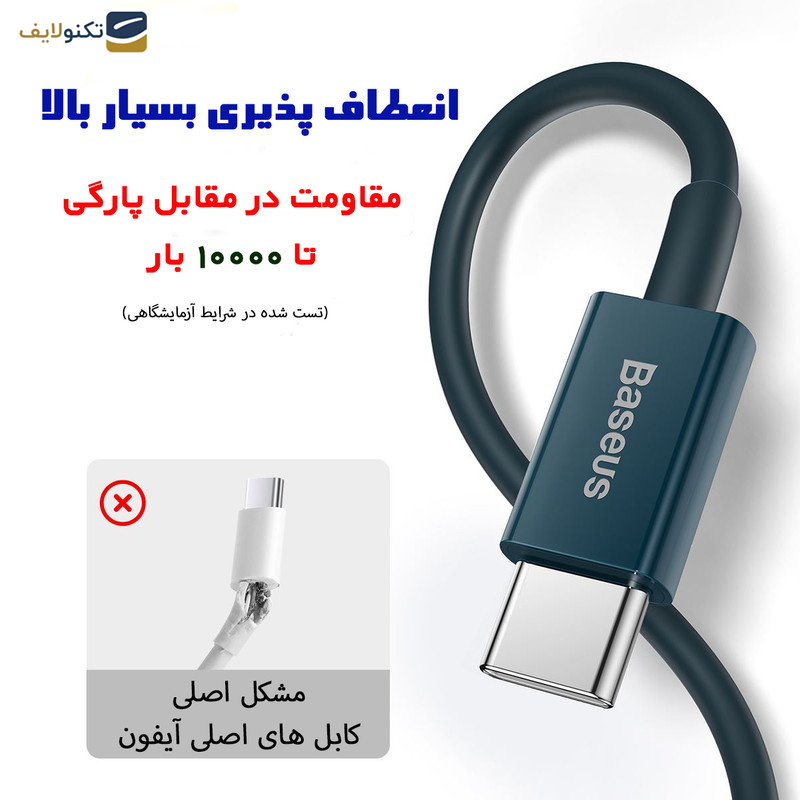 کابل تبدیل USB-C به لایتنینگ باسئوس مدل 20W طول ۱ متر کابل تبدیل USB-C به لایتنینگ باسئوس مدل 20W طول ۱ متر