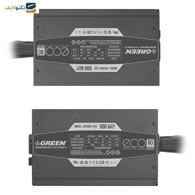 منبع تغذیه کامپیوتر گرین مدل GP500A-ECO Rev3.1 منبع تغذیه کامپیوتر گرین مدل GP500A-ECO Rev3.1