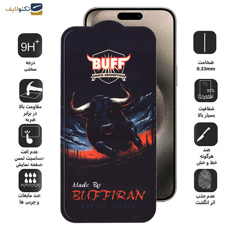 محافظ صفحه نمایش بوف مدل BullRun Crystal Pro-G مناسب برای گوشی موبایل اپل iPhone 15 Pro Max  محافظ صفحه نمایش بوف مدل BullRun Crystal Pro-G مناسب برای گوشی موبایل اپل iPhone 15 Pro Max