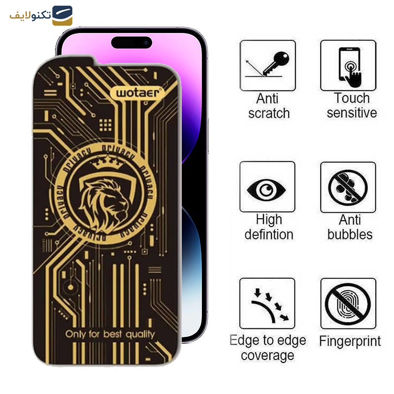 محافظ صفحه نمایش حریم شخصی اپیکوی مدل Wotaer Privacy مناسب برای گوشی موبایل اپل  iPhone 14 Pro Max محافظ صفحه نمایش حریم شخصی اپیکوی مدل Wotaer Privacy مناسب برای گوشی موبایل اپل  iPhone 14 Pro Max