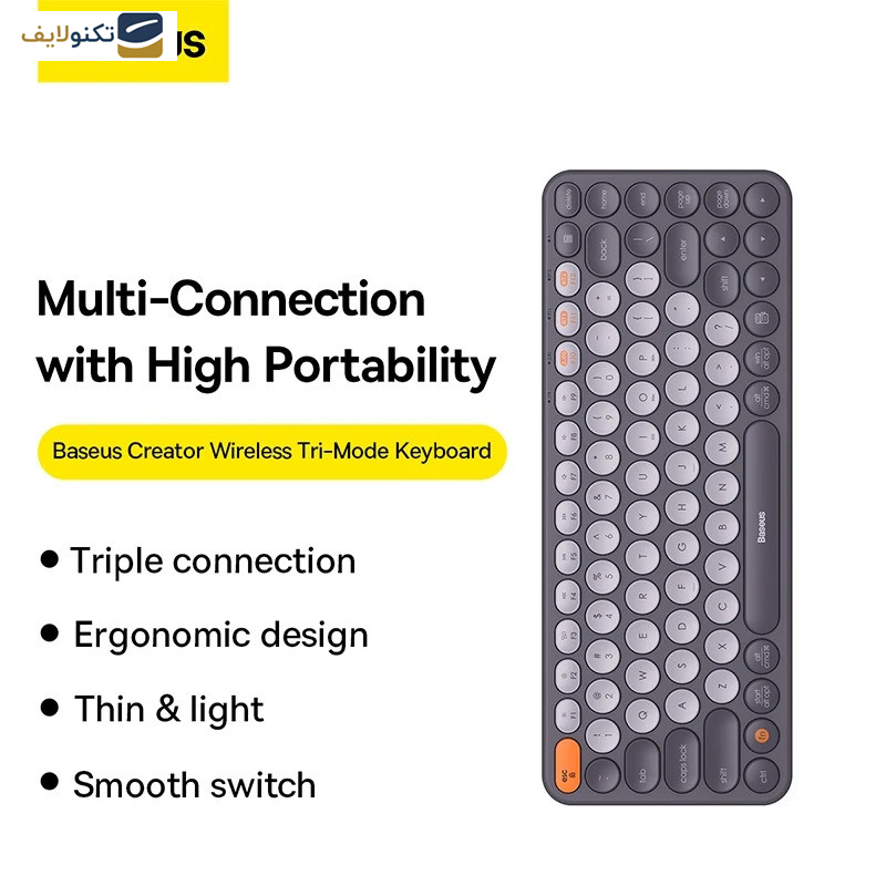 کیبورد بی سیم بیسوس مدل K01A B00955503833 Wireless Tri-Mode کیبورد بی سیم بیسوس مدل K01A B00955503833 Wireless Tri-Mode