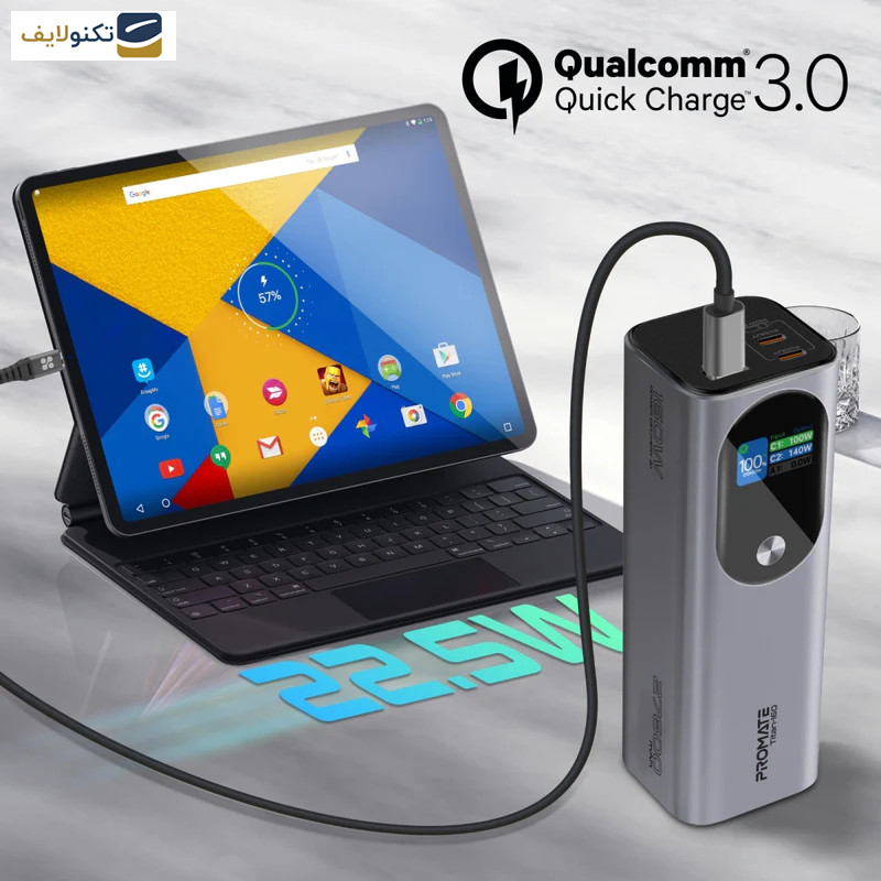 پاوربانک پرومیت مدل TITAN-160 ظرفیت 27600 میلیآمپرساعت پاوربانک پرومیت مدل TITAN-160 ظرفیت 27600 میلیآمپرساعت